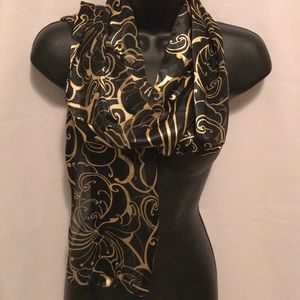 Black and Gold Satiny Scarf